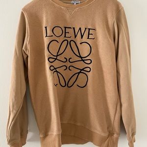 Loewe Camel Crewneck Sweater with Black Logo